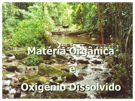 Matéria Orgânica e Oxigênio Dissolvido.