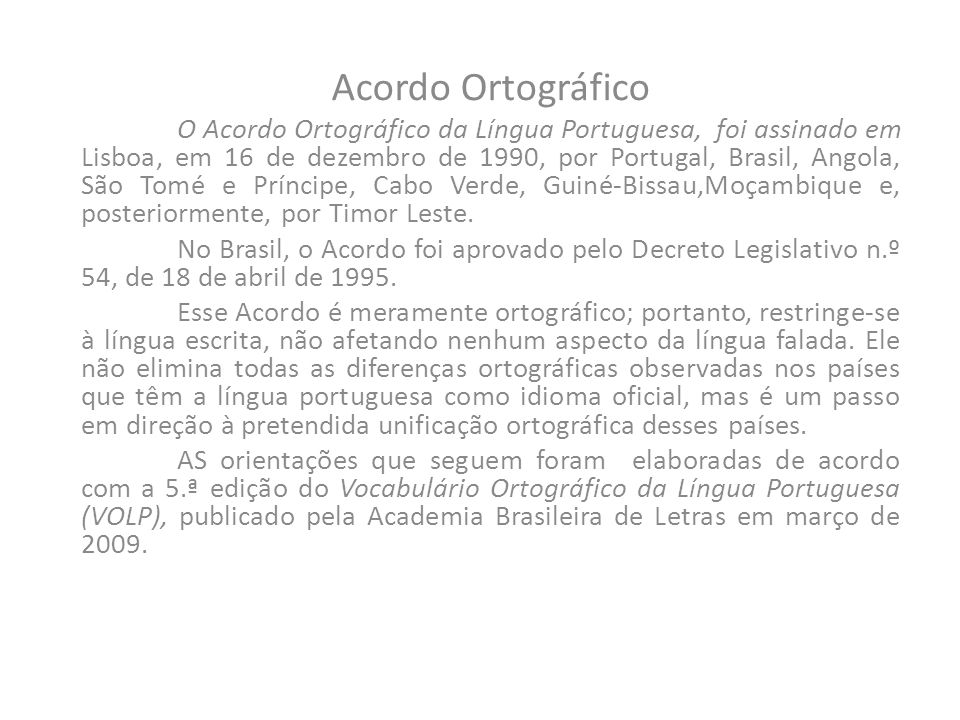 PDF) O acordo ortográfico da língua portuguesa de 1990 – A