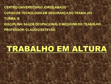 TRABALHO EM ALTURA CENTRO UNIVERSITÁRIO JORGE AMADO