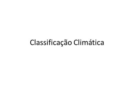 Classificação Climática
