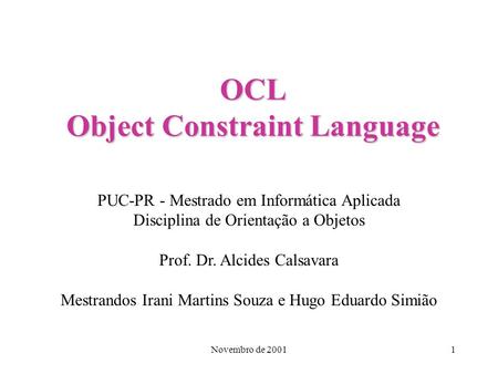 OCL Object Constraint Language