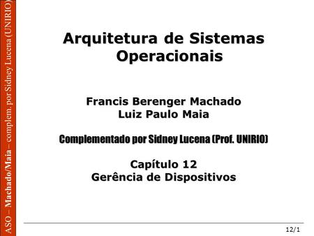 Arquitetura de Sistemas Operacionais