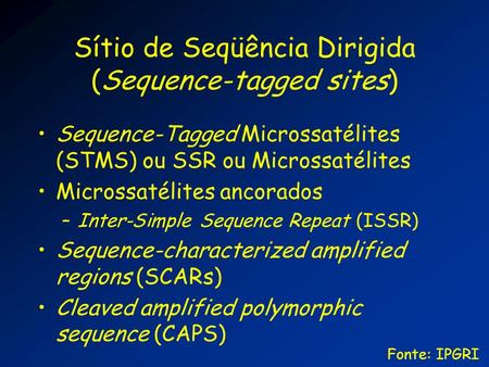 Sítio de Seqüência Dirigida (Sequence-tagged sites)