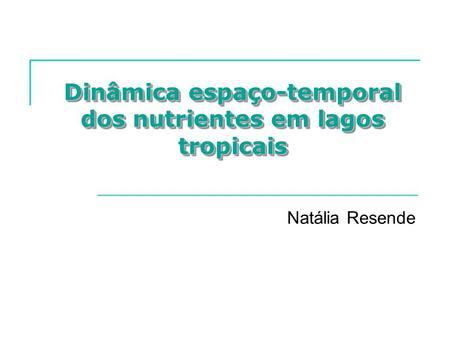 Dinâmica espaço-temporal dos nutrientes em lagos tropicais