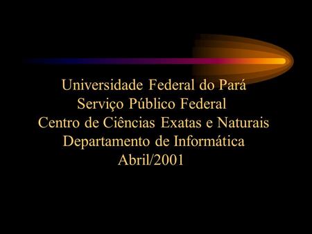 Universidade Federal do Pará Serviço Público Federal Centro de Ciências Exatas e Naturais Departamento de Informática Abril/2001.