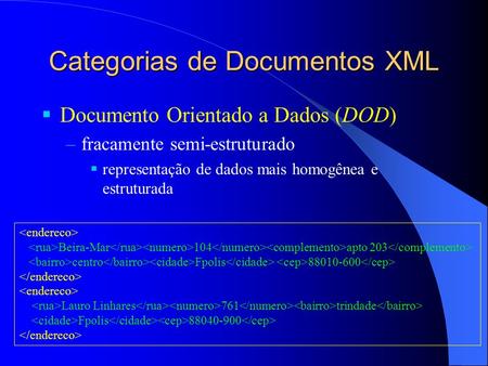 Categorias de Documentos XML