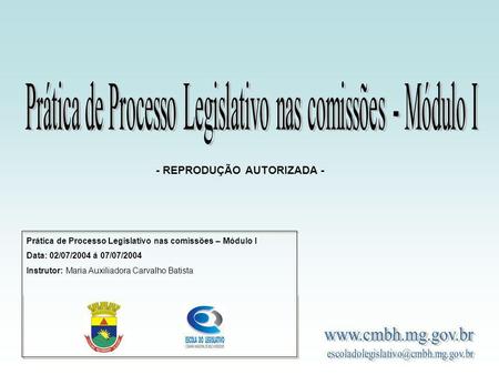Prática de Processo Legislativo nas comissões - Módulo I