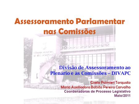 Assessoramento Parlamentar nas Comissões