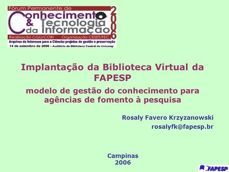 Implantação da Biblioteca Virtual da FAPESP