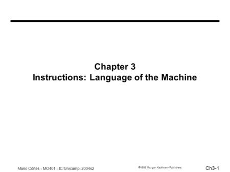Chapter 3 Instructions: Language of the Machine