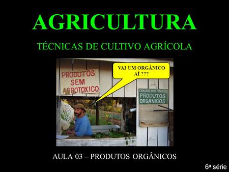 AGRICULTURA TÉCNICAS DE CULTIVO AGRÍCOLA AULA 03 – PRODUTOS ORGÂNICOS