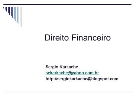 Direito Financeiro Sergio Karkache