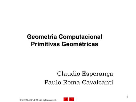 Geometria Computacional Primitivas Geométricas