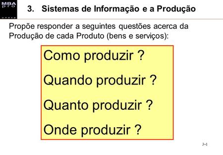 3. Sistemas de Informação e a Produção