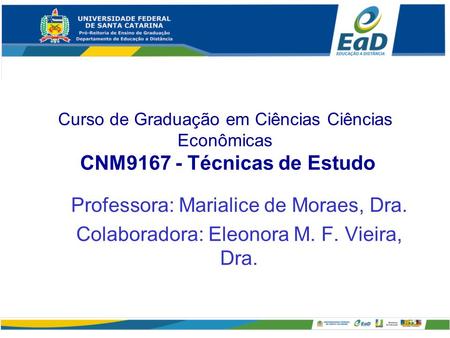 Professora: Marialice de Moraes, Dra.