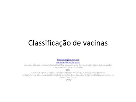 Classificação de vacinas
