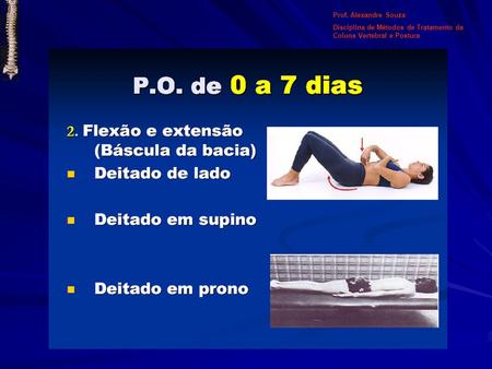 Prof. Alexandre Souza Disciplina de Métodos de Tratamento da Coluna Vertebral e Postura.