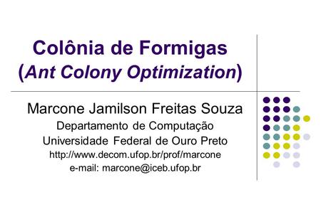 Colônia de Formigas (Ant Colony Optimization)