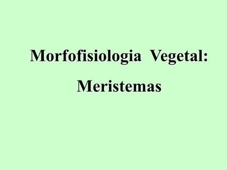 Morfofisiologia Vegetal: