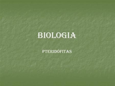 BIOLOGIA PTERIDÓFITAS
