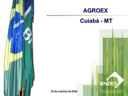 AGROEX Cuiabá - MT 30 de outubro de 2008. Fundado em 20 de junho de 1952; Empresa pública de propriedade integral da União Federal; Principal fonte de.