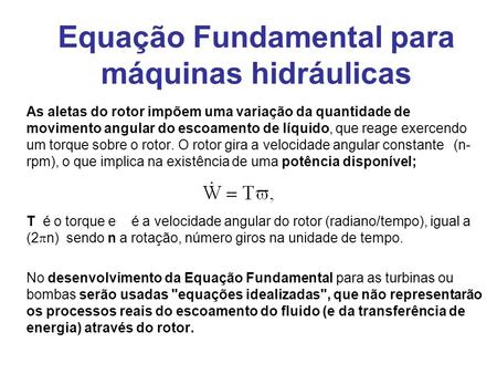 Equação Fundamental para máquinas hidráulicas
