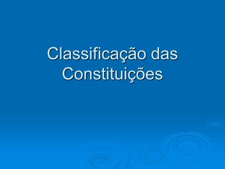 Classificação das Constituições