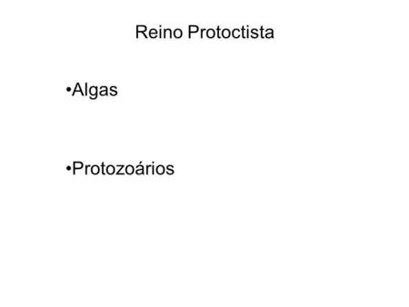 Reino Protoctista Algas Protozoários.