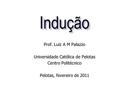 InduçãoIndução Prof. Luiz A M Palazzo Universidade Católica de Pelotas Centro Politécnico Pelotas, fevereiro de 2011.