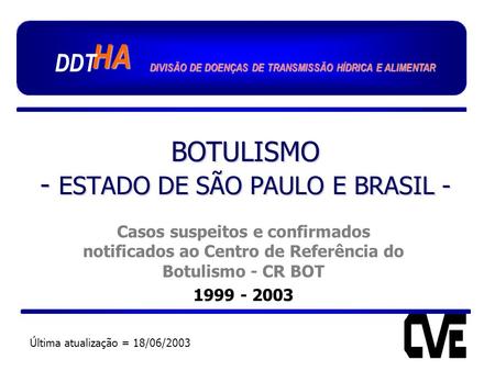 BOTULISMO - ESTADO DE SÃO PAULO E BRASIL -