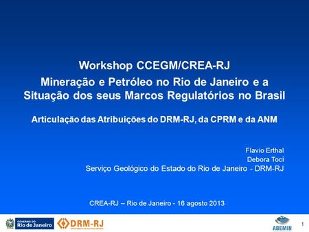 Workshop CCEGM/CREA-RJ
