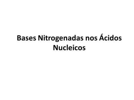 Bases Nitrogenadas nos Ácidos Nucleicos