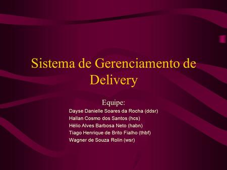 Sistema de Gerenciamento de Delivery