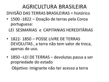 AGRICULTURA BRASILEIRA