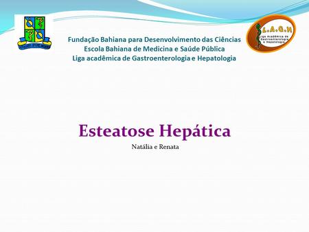 Fundação Bahiana para Desenvolvimento das Ciências Escola Bahiana de Medicina e Saúde Pública Liga acadêmica de Gastroenterologia e Hepatologia Esteatose.