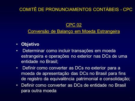 COMITÊ DE PRONUNCIAMENTOS CONTÁBEIS - CPC