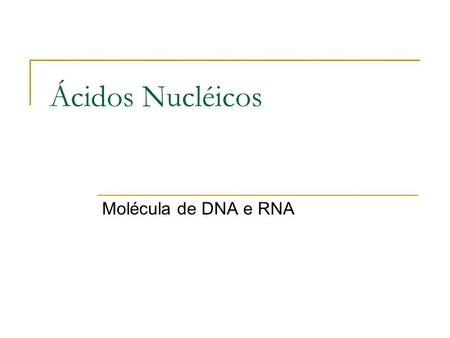 Ácidos Nucléicos Molécula de DNA e RNA.