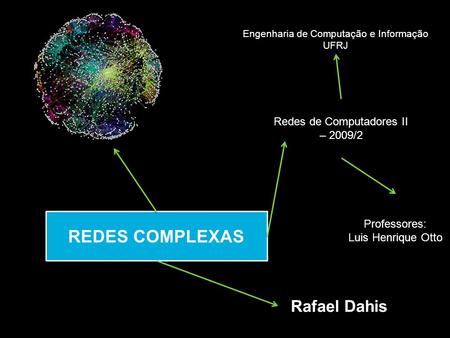 REDES COMPLEXAS Rafael Dahis Engenharia de Computação e Informação UFRJ Redes de Computadores II – 2009/2 Professores: Luis Henrique Otto.
