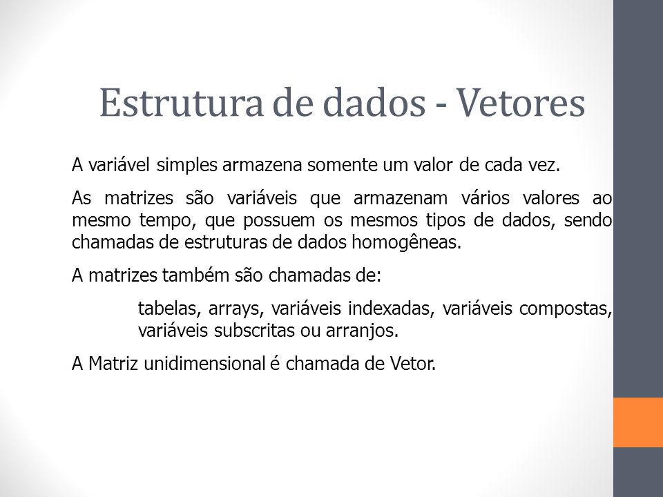 Algoritmos com matrizes e vetores - ppt carregar