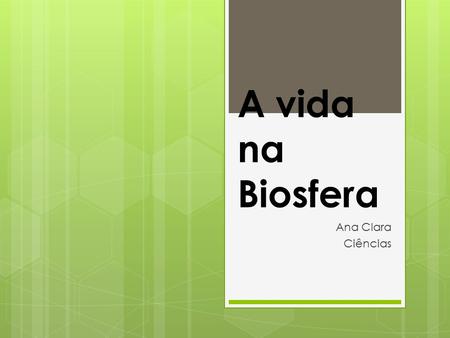 A vida na Biosfera Ana Clara Ciências.