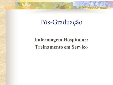Enfermagem Hospitalar: Treinamento em Serviço