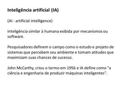 Inteligência artificial (IA)