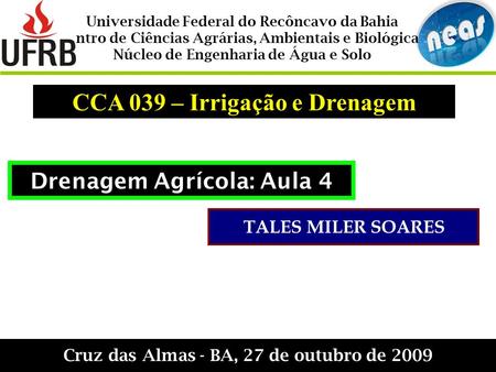 CCA 039 – Irrigação e Drenagem
