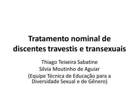 Tratamento nominal de discentes travestis e transexuais