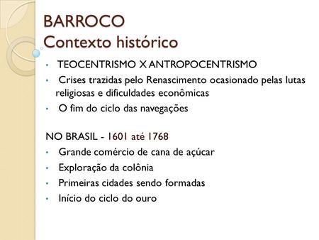 BARROCO Contexto histórico