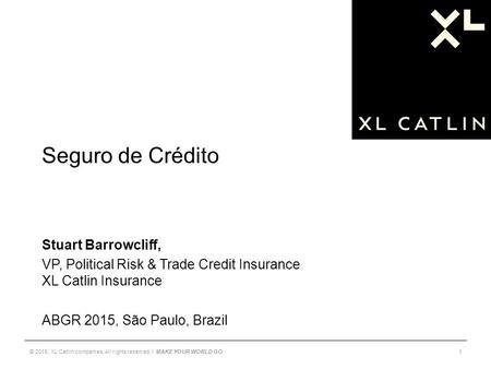 Seguro de Crédito Stuart Barrowcliff, VP, Political Risk & Trade Credit Insurance XL Catlin Insurance ABGR 2015, São Paulo, Brazil © 2015, XL Catlin companies.