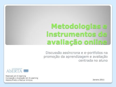 Metodologias e instrumentos de avaliação online