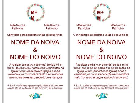 NOME DA NOIVA & NOME DO NOIVO NOME DA NOIVA & NOME DO NOIVO M+M M+M