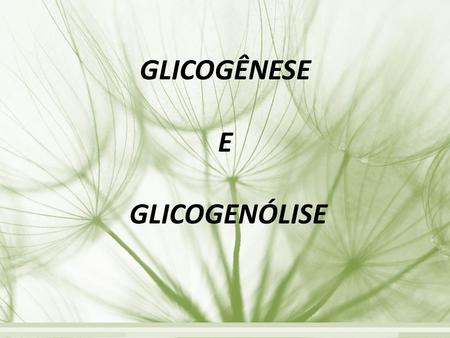 GLICOGÊNESE E GLICOGENÓLISE