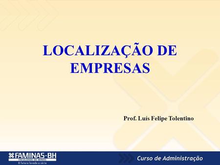 LOCALIZAÇÃO DE EMPRESAS Prof. Luís Felipe Tolentino